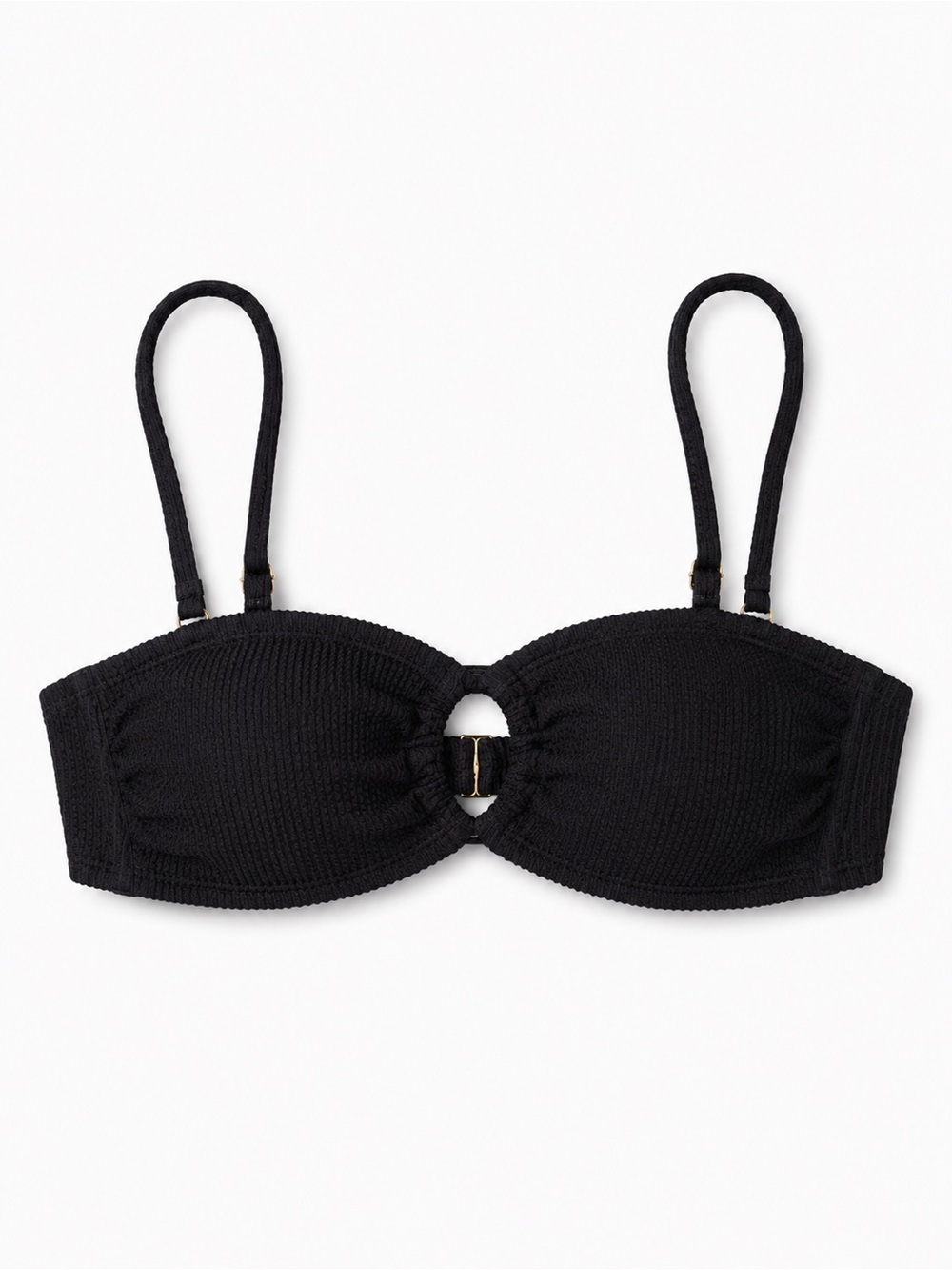 wild fable Black Textured Bandeau Top with Center Ring